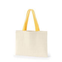 8号帆布フラットトート開口部別布(380) ナチュラル×イエロー