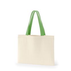 8号帆布フラットトート開口部別布(380) ナチュラル×ライトグリーン