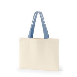 8号帆布フラットトート開口部別布(380) ナチュラル×アッシュブルー