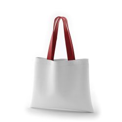 8号帆布フラットトート(410) ホワイト×レッド