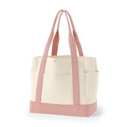 8号帆布角底マルチポケットトート(350) ナチュラル×ピーチ