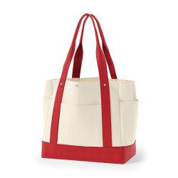 8号帆布角底マルチポケットトート(350) ナチュラル×レッド