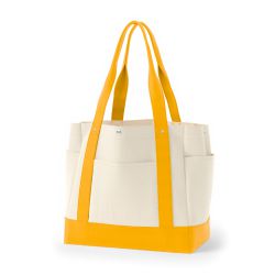 8号帆布角底マルチポケットトート(350) ナチュラル×マスタード