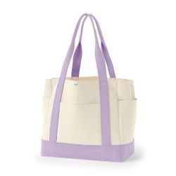 8号帆布角底マルチポケットトート(350) ナチュラル×ラベンダー