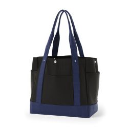 8号帆布角底マルチポケットトート(350) ブラック×ネイビー