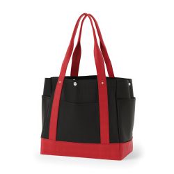 8号帆布角底マルチポケットトート(350) ブラック×レッド