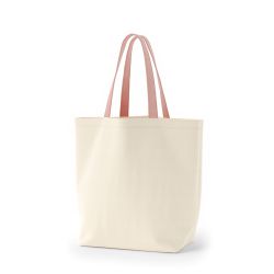 8号帆布船底トート開口部別布(440) ナチュラル×ピーチ