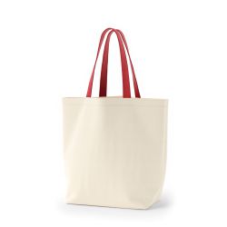 8号帆布船底トート開口部別布(440) ナチュラル×レッド