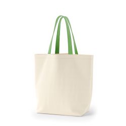 8号帆布船底トート開口部別布(440) ナチュラル×ライトグリーン