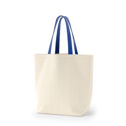 8号帆布船底トート開口部別布(440) ナチュラル×ブルー