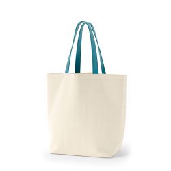 8号帆布船底トート開口部別布(440) ナチュラル×ターコイズ