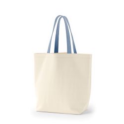 8号帆布船底トート開口部別布(440) ナチュラル×アッシュブルー