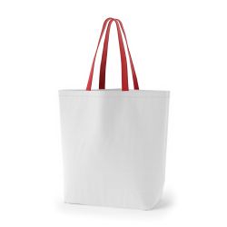 8号帆布船底トート開口部別布(540) ホワイト×レッド