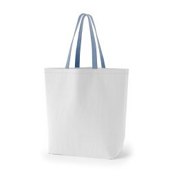 8号帆布船底トート開口部別布(540) ホワイト×アッシュブルー