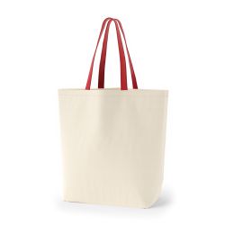 8号帆布船底トート開口部別布(540) ナチュラル×レッド