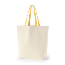 8号帆布船底トート開口部別布(540) ナチュラル×イエロー
