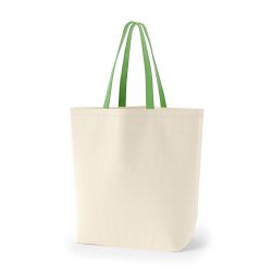 8号帆布船底トート開口部別布(540) ナチュラル×ライトグリーン