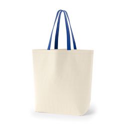 8号帆布船底トート開口部別布(540) ナチュラル×ブルー