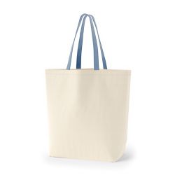 8号帆布船底トート開口部別布(540) ナチュラル×アッシュブルー