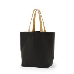 8号帆布船底トート開口部別布(440) ブラック×ミルクティ