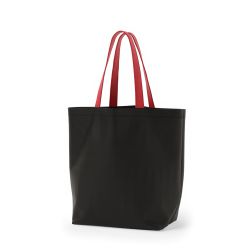 8号帆布船底トート開口部別布(440) ブラック×レッド