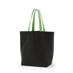 8号帆布船底トート開口部別布(440) ブラック×ライトグリーン