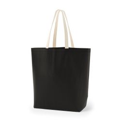8号帆布船底トート開口部別布(540) ブラック×ナチュラル