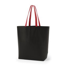 8号帆布船底トート開口部別布(540) ブラック×レッド
