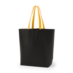 8号帆布船底トート開口部別布(540) ブラック×マスタード