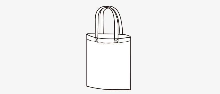 フラット(マチなし)タイプのトートバッグ